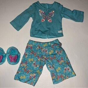 American Girl Teal and Butterfly Outfit